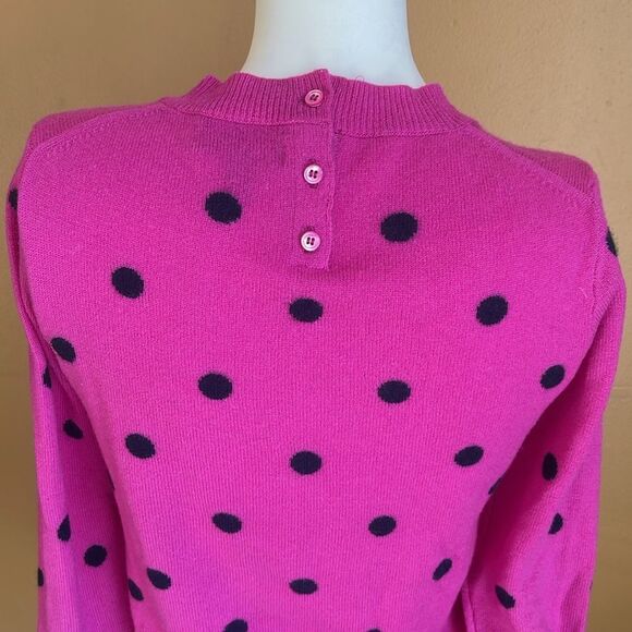 J.Crew Pink Polka Dot 100% Italian Cashmere Sweater Size S - Picture 5 of 10